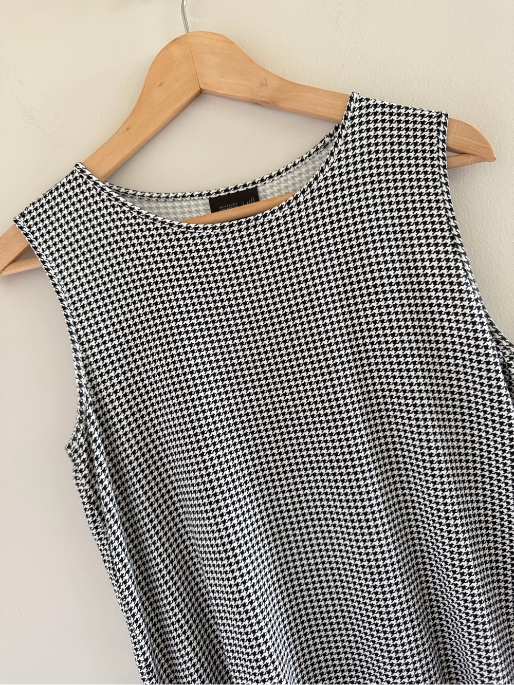 J Jill Houndstooth Sleeveless Top Petite Small Stretch Minimalist Work Blouse